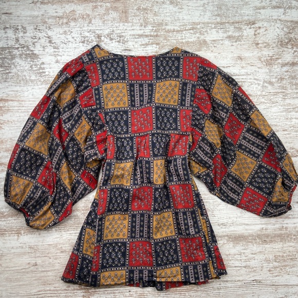 Anthropologie Sunner Patchwork 70s Boho Peasant Blouse  100% Cotton Small GUC - Picture 7 of 8